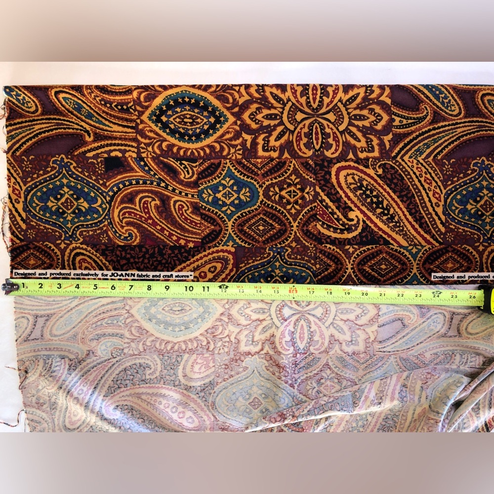 Cotton Blend Paisley Abstract Uncut Fabric (3.75 yds x 44”) GORGEOUS Colors! - Picture 6 of 15